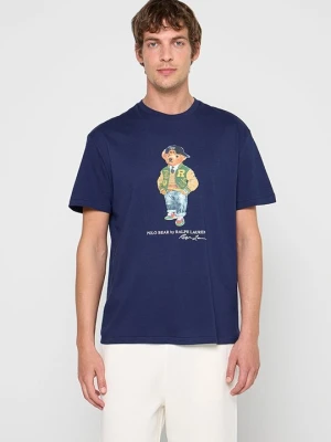 T-shirt z nadrukiem Polo Ralph Lauren niebieski