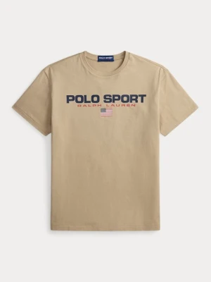 T-shirt z nadrukiem Polo Ralph Lauren jasnobrązowy