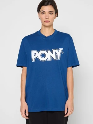 T-shirt z nadrukiem Pony granatowy