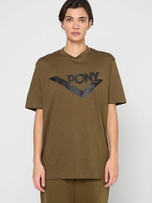 T-shirt z nadrukiem Pony oliwkowy