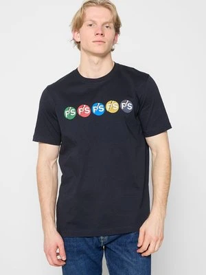 T-shirt z nadrukiem Paul Smith niebieski