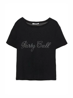 T-shirt z nadrukiem PULL&BEAR czarny