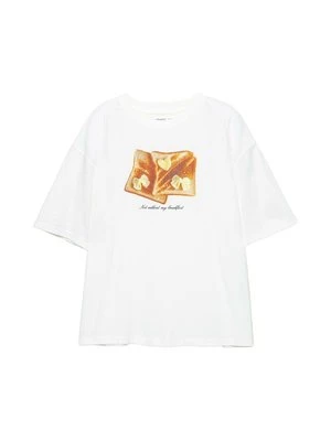 T-shirt z nadrukiem PULL&BEAR biały