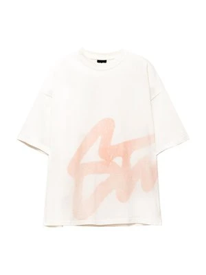 T-shirt z nadrukiem PULL&BEAR biały