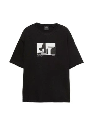 T-shirt z nadrukiem PULL&BEAR czarny