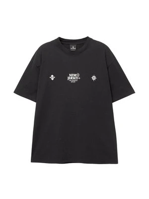T-shirt z nadrukiem PULL&BEAR ciemnoszary