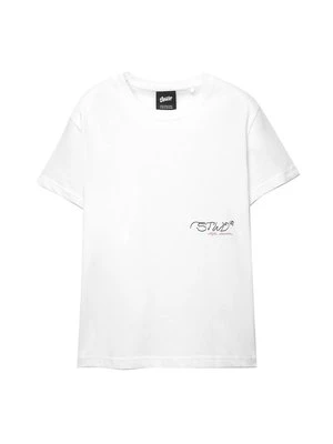 T-shirt z nadrukiem PULL&BEAR biały