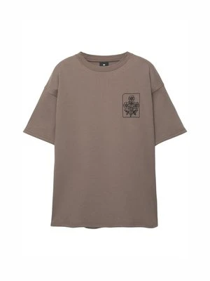 T-shirt z nadrukiem PULL&BEAR ochra