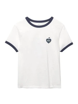 T-shirt z nadrukiem PULL&BEAR biały