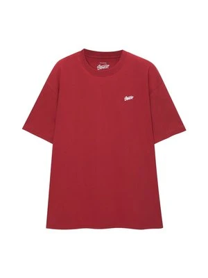T-shirt z nadrukiem PULL&BEAR czerwony