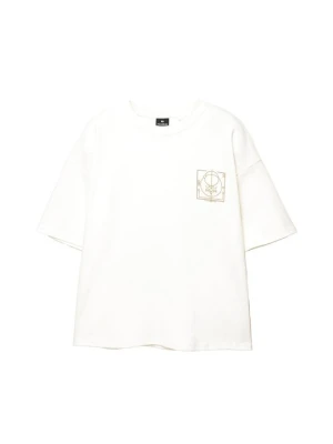 T-shirt z nadrukiem PULL&BEAR biały