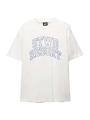 T-shirt z nadrukiem PULL&BEAR biały