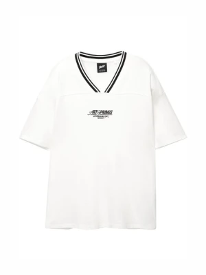 T-shirt z nadrukiem PULL&BEAR biały
