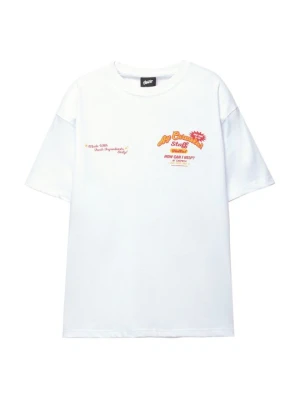 T-shirt z nadrukiem PULL&BEAR biały