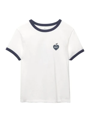 T-shirt z nadrukiem PULL&BEAR biały