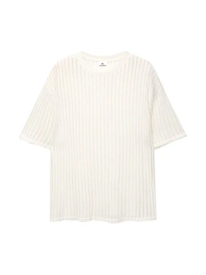 T-shirt z nadrukiem PULL&BEAR biały