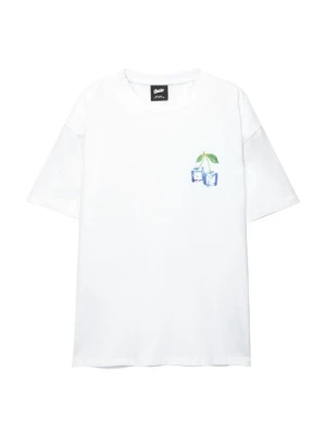 T-shirt z nadrukiem PULL&BEAR biały