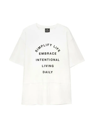 T-shirt z nadrukiem PULL&BEAR biały