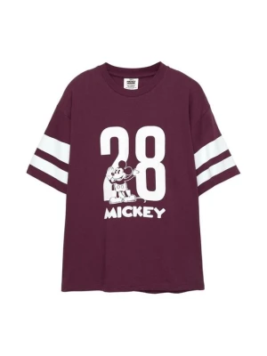 T-shirt z nadrukiem PULL&BEAR bordowy