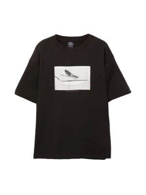 T-shirt z nadrukiem PULL&BEAR czarny