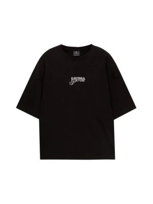 T-shirt z nadrukiem PULL&BEAR czarny