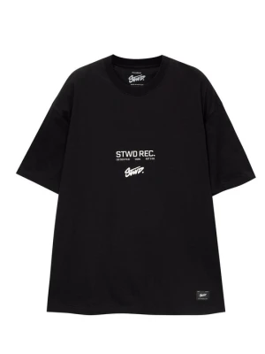 T-shirt z nadrukiem PULL&BEAR czarny