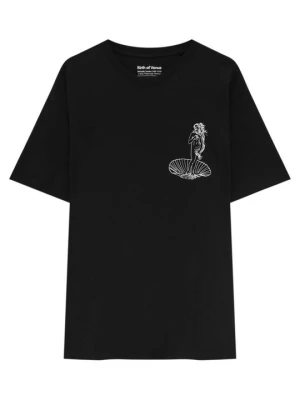 T-shirt z nadrukiem PULL&BEAR czarny melanż