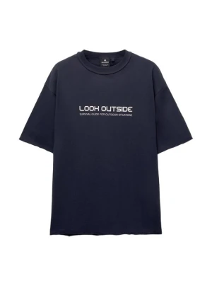 T-shirt z nadrukiem PULL&BEAR granatowy
