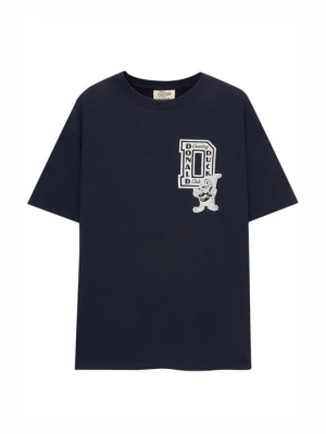 T-shirt z nadrukiem PULL&BEAR granatowy