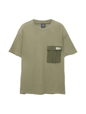 T-shirt z nadrukiem PULL&BEAR khaki