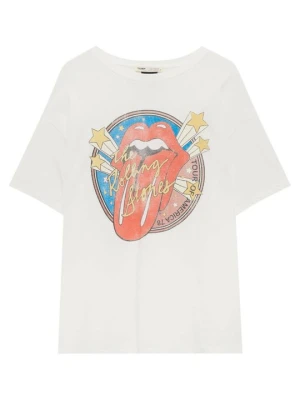 T-shirt z nadrukiem PULL&BEAR mleczny