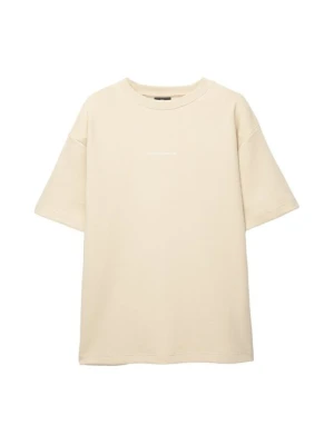 T-shirt z nadrukiem PULL&BEAR piaskowy