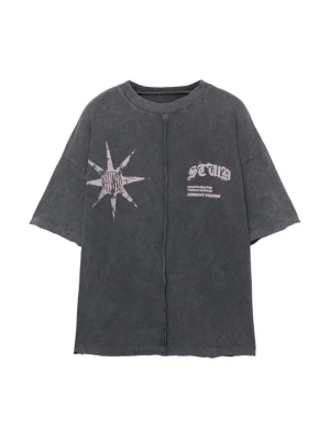 T-shirt z nadrukiem PULL&BEAR szary