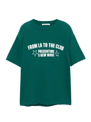 T-shirt z nadrukiem PULL&BEAR zielony