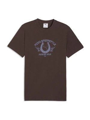 T-shirt z nadrukiem Puma brązowy