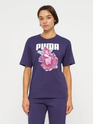 T-shirt z nadrukiem Puma ciemnofioletowy