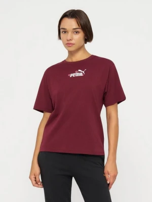 T-shirt z nadrukiem Puma bordowy