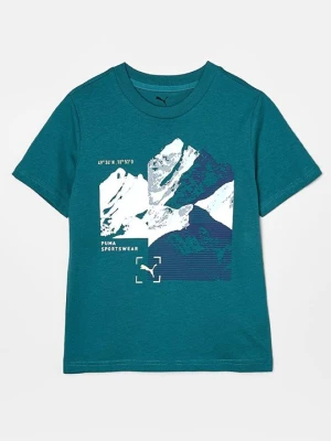 T-shirt z nadrukiem Puma petrol