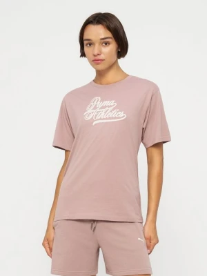 T-shirt z nadrukiem Puma jasnobrązowy