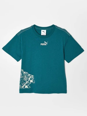 T-shirt z nadrukiem Puma zielony