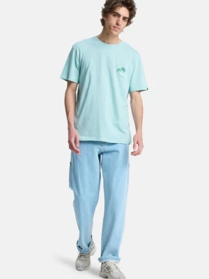 T-shirt z nadrukiem Quiksilver turkusowy