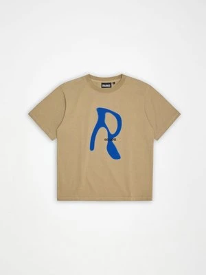 T-shirt z nadrukiem Rains beżowy