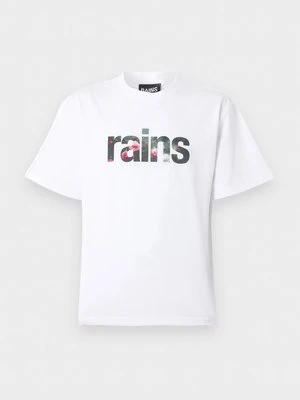 T-shirt z nadrukiem Rains biały