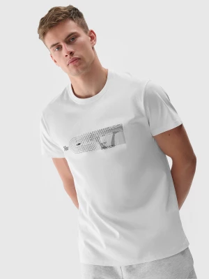 T-shirt z nadrukiem regular męski - biały 4F