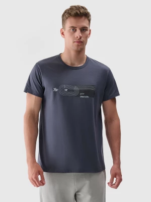 T-shirt z nadrukiem regular męski - szary 4F