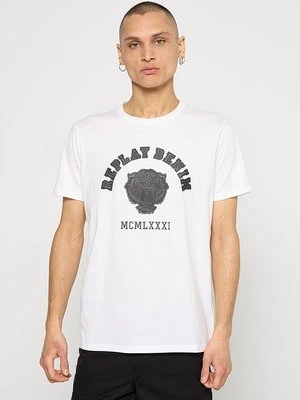 Zdjęcie produktu T-shirt z nadrukiem Replay biały