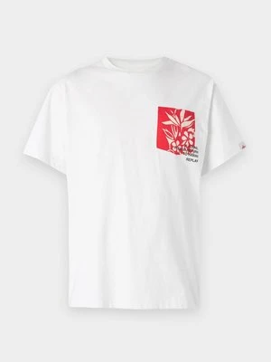 T-shirt z nadrukiem Replay biały