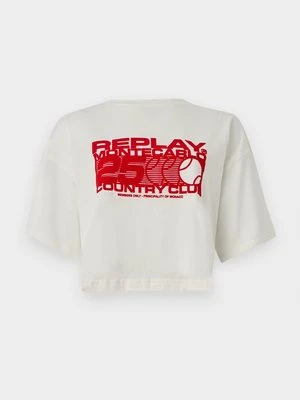 Zdjęcie produktu T-shirt z nadrukiem Replay mleczny