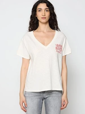 T-shirt z nadrukiem Replay biały