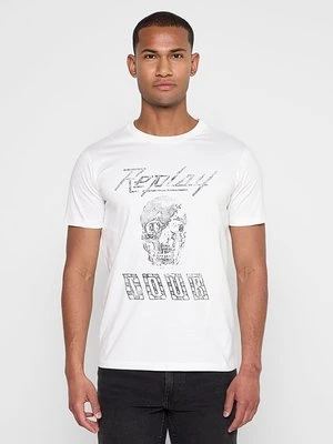 Zdjęcie produktu T-shirt z nadrukiem Replay mleczny